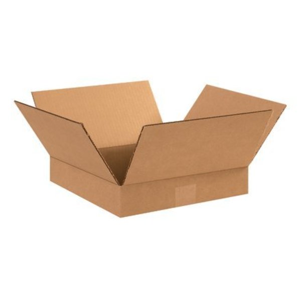 Box Packaging Flat Cardboard Corrugated Boxes, 12"L x 12"W x 2"H, Kraft 12122